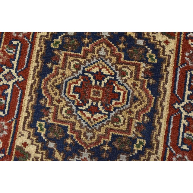 Heriz Rug 2’2” X 2’11” Blue Wool Traditional Hand-Knotted Oriental Carpet For Sale - Image 4 of 7