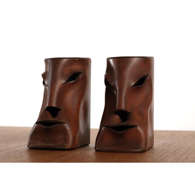 Vintage Italian Leather Bookends For Sale - Image 4 of 5