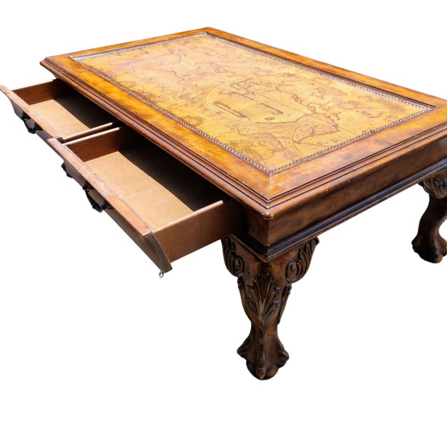 1970s Stunning Classic World Map Coffee Table That Blends Timeless Elegance With Global Adventure. For Sale In Raleigh - Image 6 of 11