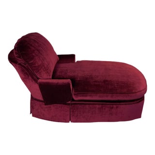 Vintage Burgundy Velvet Chaise Lounge For Sale