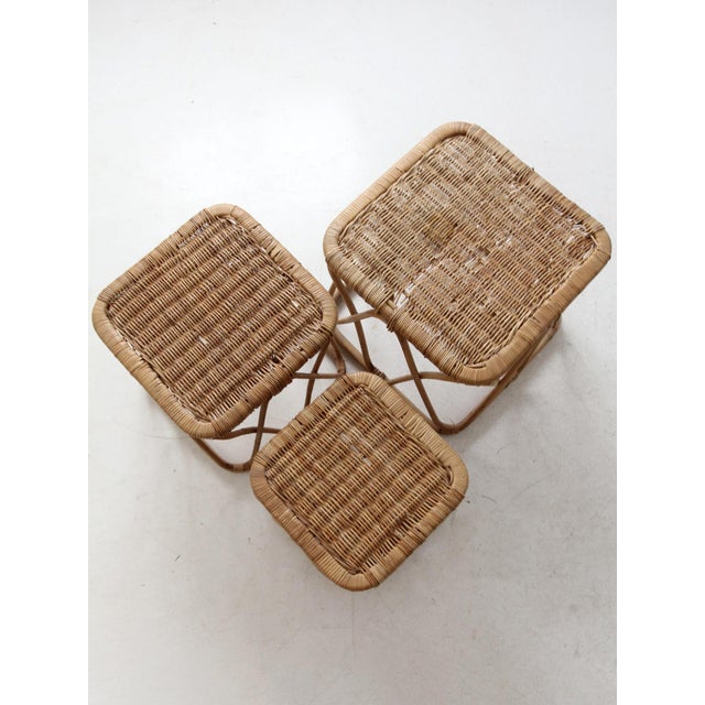 Vintage Rattan Nesting Tables Set For Sale - Image 11 of 12