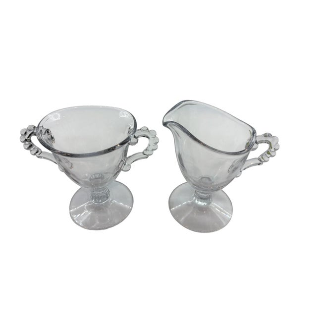 Glass Mid 20th Century Imperial Glass Candlewick Cream & Sugar Set For Sale - Image 7 of 12