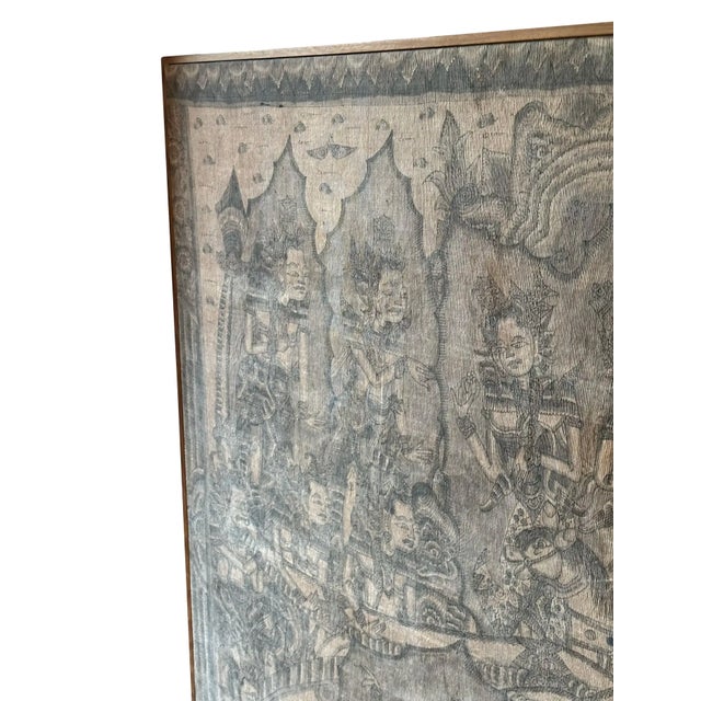 Bali Hindu Textile Framed 'Kamasan' Painting, Indonesia C. 1920 For Sale - Image 12 of 18