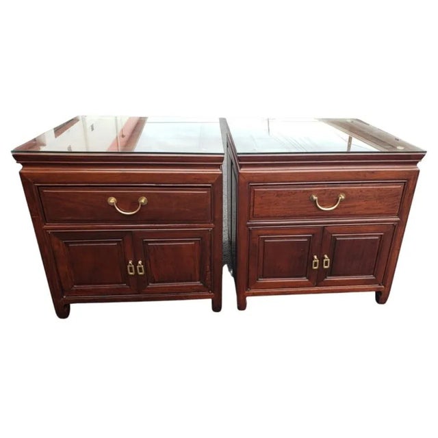Wood George Zee Asian American Rosewood Chippendale Side Tables, Circa 1960s - a Pair For Sale - Image 7 of 10
