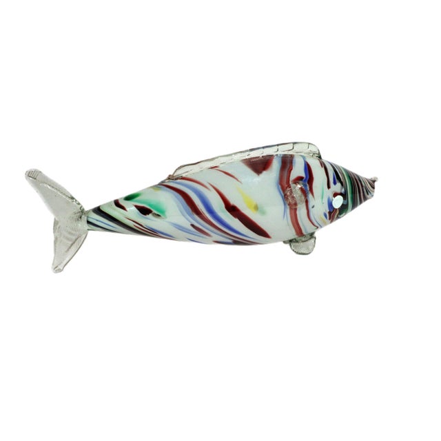 Large Murano End of Day Glass Fish Vase 1960s Murano, Italy This large and impressive Italian Murano glass fish vase is...