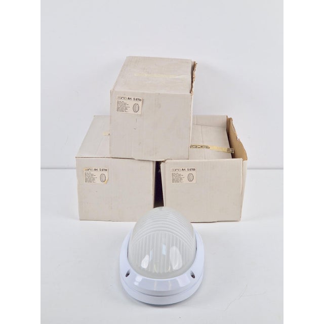 White Vintage White Outdoor Wall Lamp in Metal and Glass by Simes, 1980s For Sale - Image 8 of 14