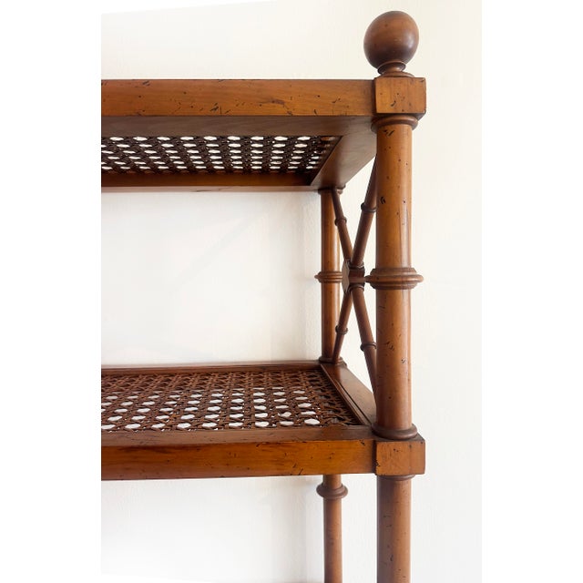 Late 20th Century Late 20th Century Regency Style Faux Bamboo and Cane Étagère Display Shelves For Sale - Image 5 of 5