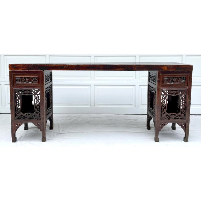Antique Asian Carved Wood Altar Console Table For Sale - Image 13 of 13