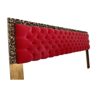 Bohemian King Size Tufted Velvet Headboard For Sale