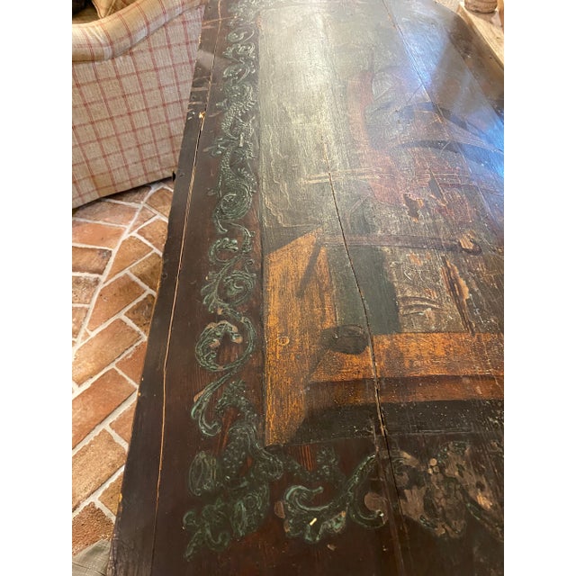 Antique Dome Top Hand Painted Trunk For Sale - Image 9 of 10