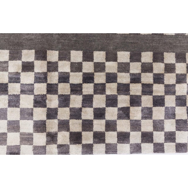 Early 21st Century Modern Deco Wool Runner with Geometric Checkerboard Design by Doris Leslie Blau For Sale - Image 5 of 7