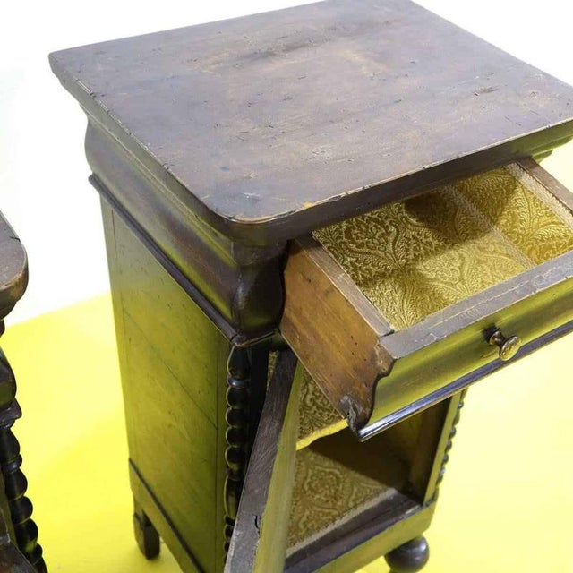 Wooden Nightstands with Turned Legs, Door and Drawer, Set of 2 For Sale - Image 9 of 12