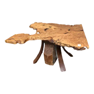 Mid 20th Century Vintage Peter Kramer Style Burlwood Free-Form Live Edge Dining Table.