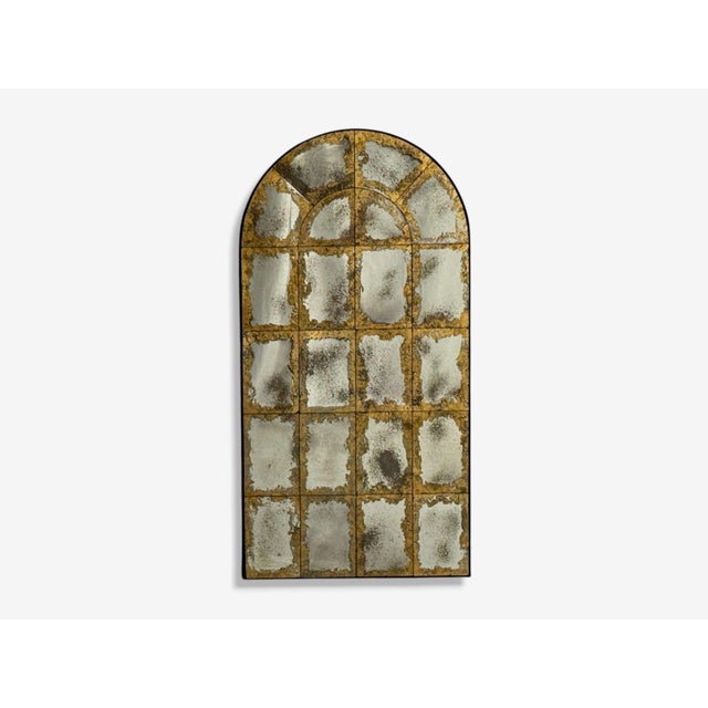 Baroque Style, Eglomise Glass, Arched Gold Wall Mirror, Stained Wood, 21st c. A large baroque style arched wall mirror....