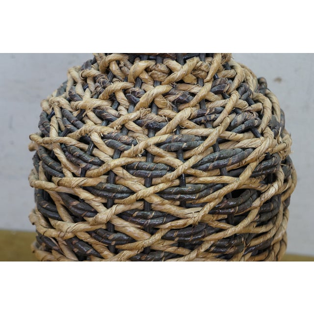 Large Vintage Wicker Wrap for Glass Demijohn Wine Bottle Carboy Jug 9" X 24" For Sale - Image 6 of 10