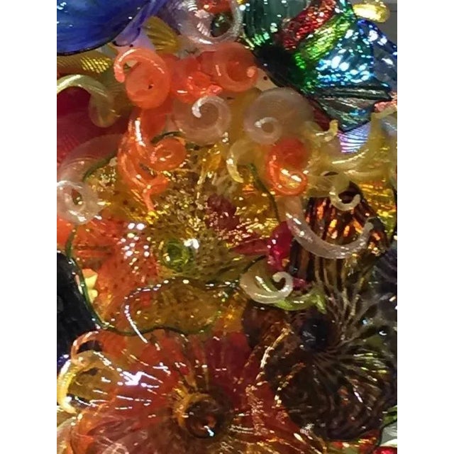 Red Handblown Glass Chandelier With Platters and Horns For Sale - Image 8 of 10