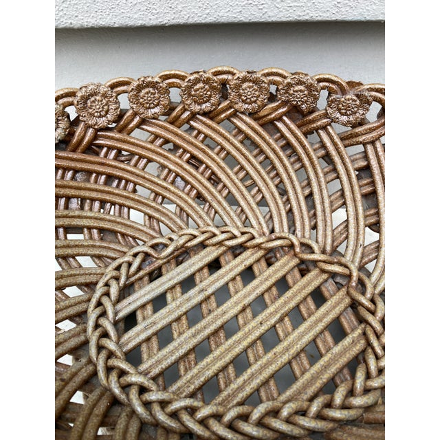 Brown Large French Majolica Reticulated Vine Leaves Pottery Jardiniere For Sale - Image 8 of 9