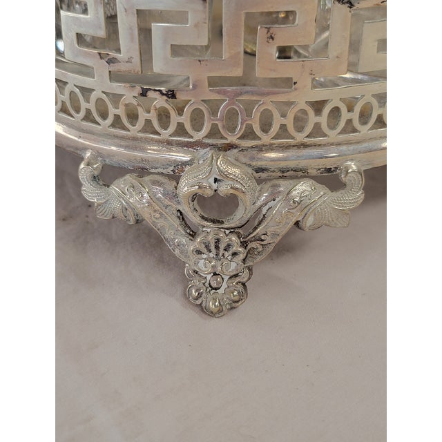 Antique Silverplate and Crystal Four Bottle Cruet Set For Sale - Image 9 of 11