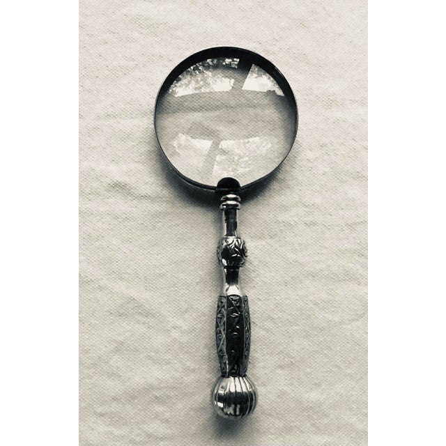 Silver Aesthetic Movement Style Silverplate & Glass Magnifying Glass For Sale - Image 8 of 8