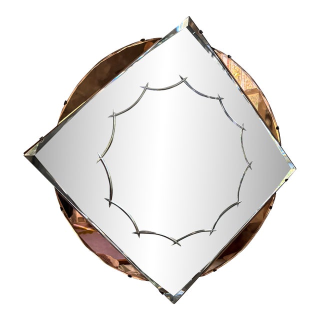 1930s Art Deco Mirror With Rose Gold Accents For Sale