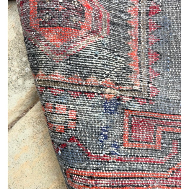 Textile Mid-Century Hand Knotted Wool Rug - Navy Madder Tribal Geometric For Sale - Image 7 of 11