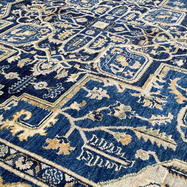 Fine Navy Blue Persian Tabriz Hand-Knotted Wool Rug - 8' X 9'10" For Sale - Image 16 of 16