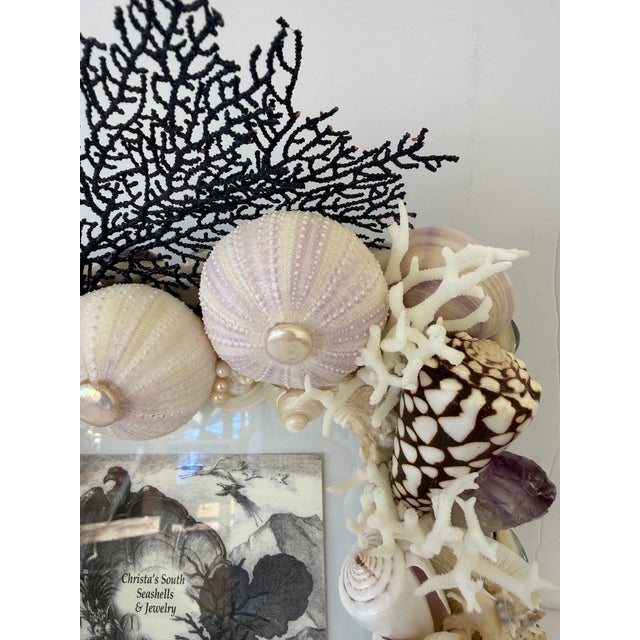 Traditional Custom CSS Seashell Frame in White & Purple Shells For Sale - Image 3 of 9