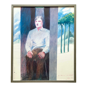David Hockney Vintage 1977 Lithograph Print Framed Prisoners of Conscience Exhibition Poster " for Amnesty International " 1975