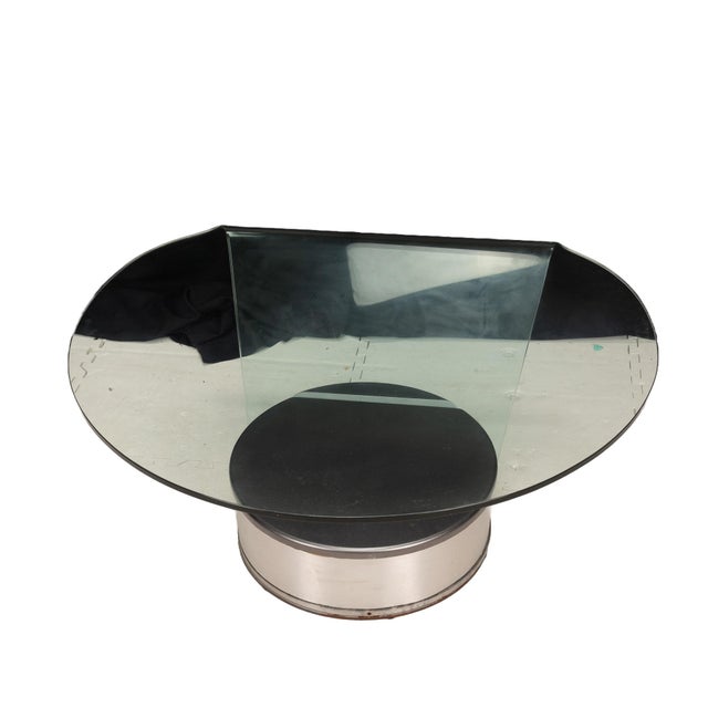 1980s Postmodern Bent Glass and Aluminum Swivel Coffee Table For Sale - Image 9 of 10