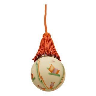 Pendant Light with Spritz Decor Glass Globe and Posement, Austria, 1920s For Sale