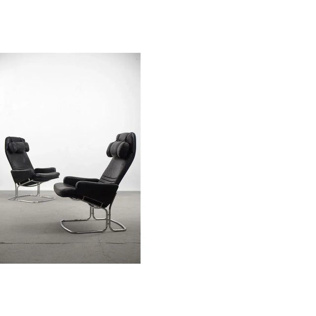 Set of Scandinavian Black Leather Armchairs from Ire Mobel AB, 1970s For Sale - Image 14 of 18