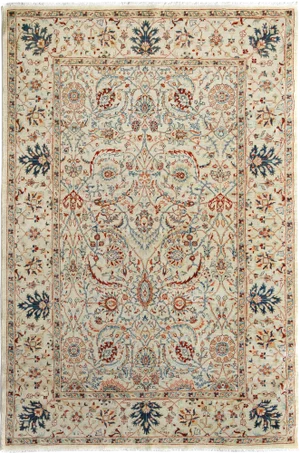 1990s Shabby Chic Kafkaz Beige/Rust Hand-Knotted Rug - 6'8 X 9'7