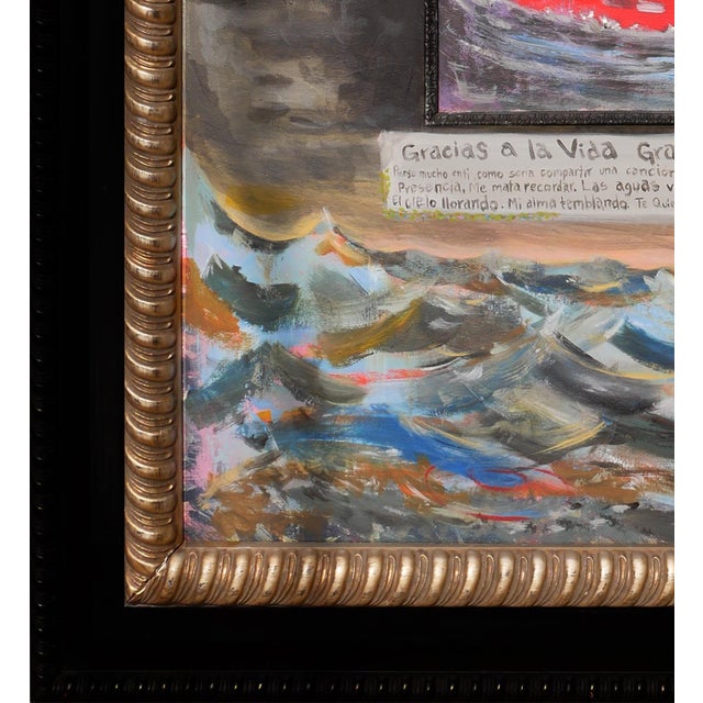 Moisés Villafuerte Abstract Contemporary Surrealist Three Dimensional Stormy Sea Landscape w/ Text, 2022 For Sale In Houston - Image 6 of 10