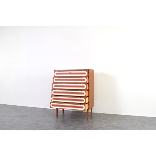 Mid-Century Modern Op-Art Hand-Painted Teak Chest of Drawers, 1960s For Sale - Image 10 of 18