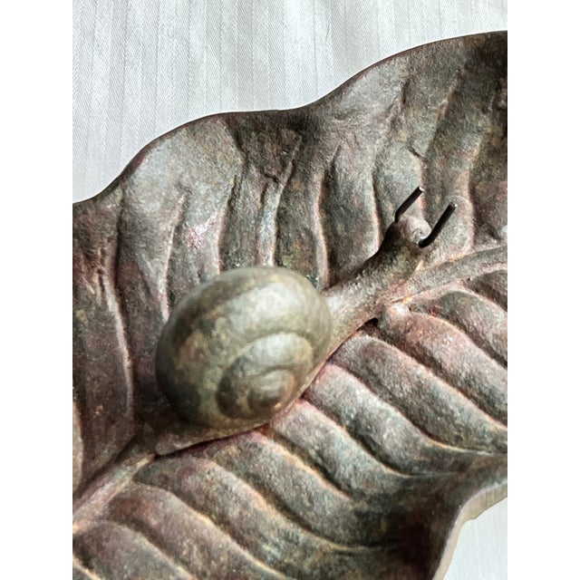 1970s Vintage Cast Iron Leaf With a Snail Catchall For Sale - Image 5 of 8