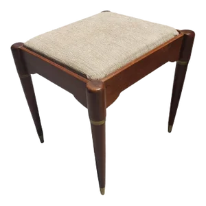 Danish Modern Teak Stool With Fluted Tapered Legs and Storage, Circa 1970s
