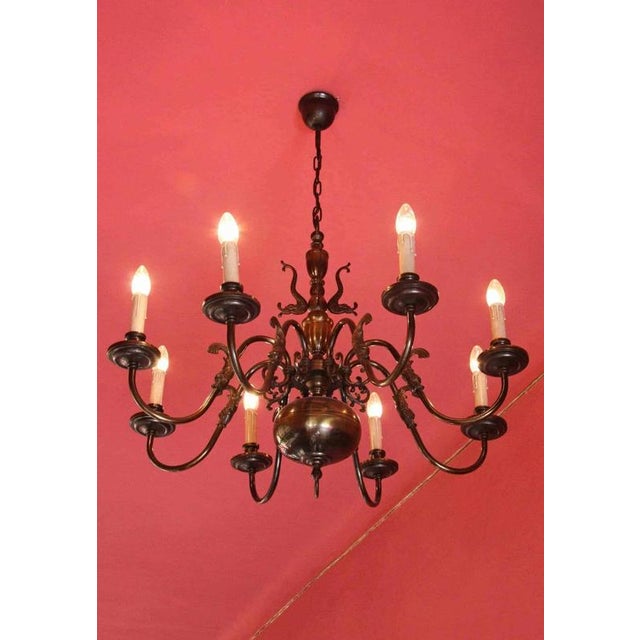 Dutch 8-Armed Chandelier with Fish Motifs For Sale - Image 4 of 6