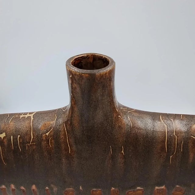 1970s Gorgeous Polichrome Red and Brown Lava Vase in Ceramic. Made in Germany For Sale In Detroit - Image 6 of 6