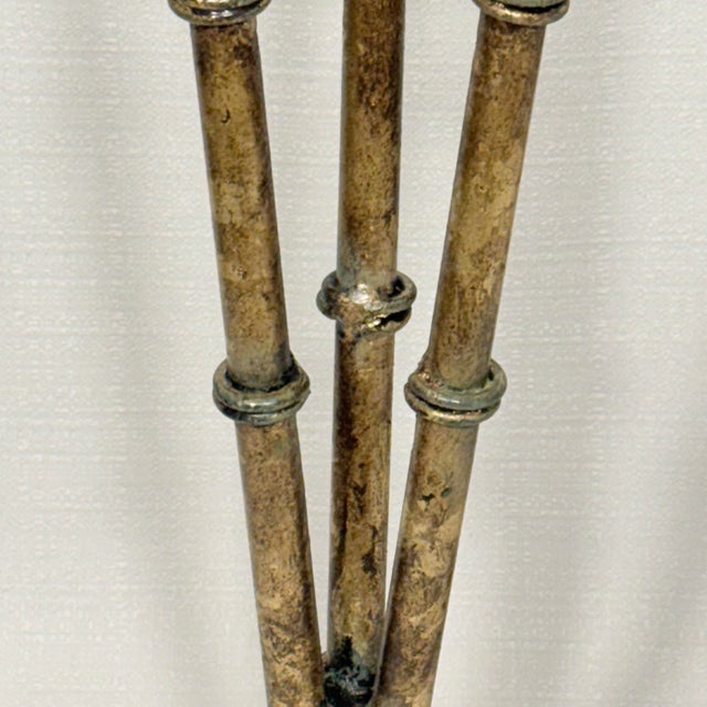Late 20th Century Vintage Hand Gilt Faux Bamboo Tole Candle Holders - Newly Painted For Sale - Image 5 of 12
