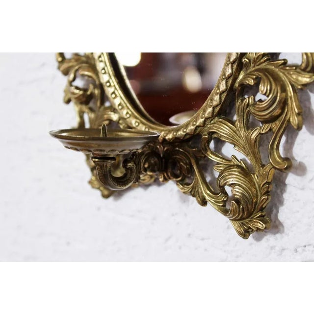 Brass Mirror with Candleholder, 1960s For Sale - Image 11 of 12