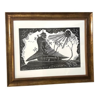 Happy Farmer Xylography #5 For Sale
