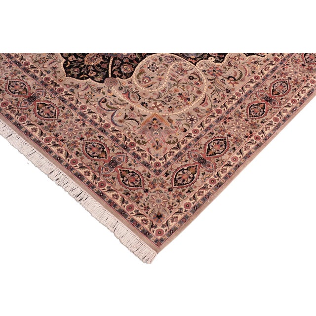 Shabby Chic Elegant 1990's Pak-Persian Taupe/Black Wool Rug - 8'1'' X 10'1'' For Sale - Image 3 of 9