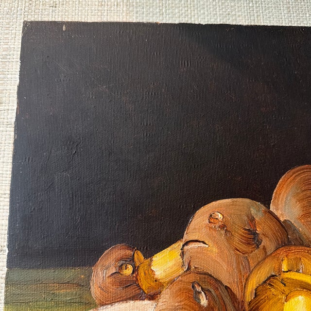 Textile Still Life Oil Painting of Mushrooms by Italian Artist Angelo Garofalo For Sale - Image 7 of 12