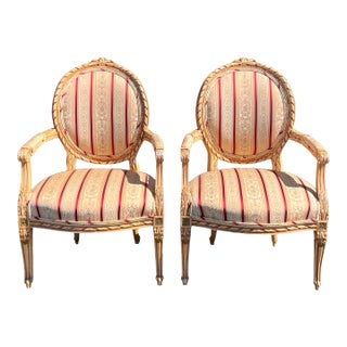 1960s Pair of Louis XVI Style Arm Chairs For Sale