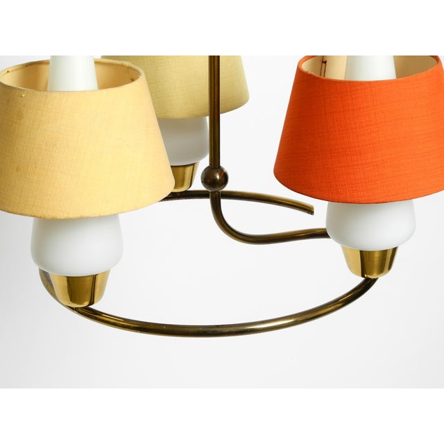 Mid-Century Brass Ceiling Lamp with Glass and Fabric Shades from J. T. Kalmar, Austria, 1950s For Sale - Image 16 of 18