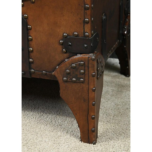 Vintage Studded Leather Trunk, 1950 For Sale - Image 10 of 18