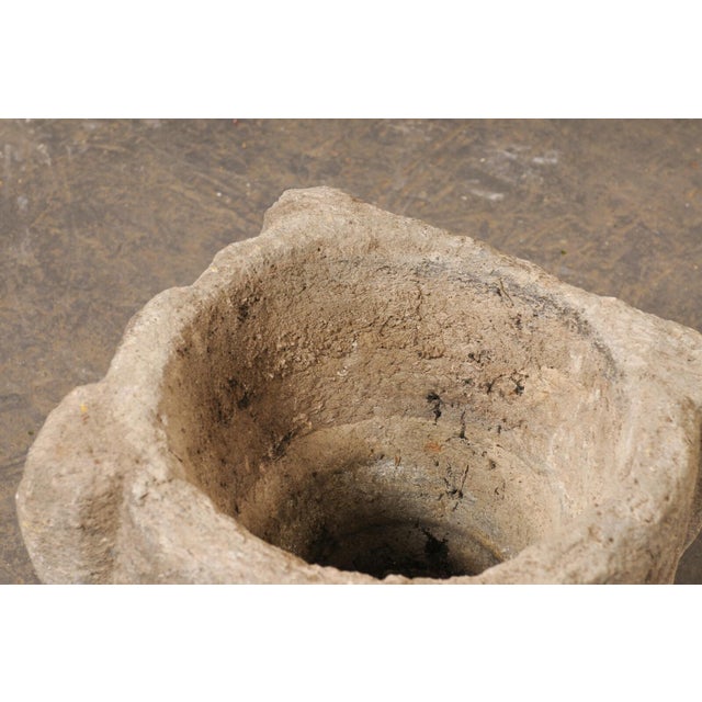 18th Century Spanish Carved-Stone Mortar Planter For Sale - Image 9 of 10