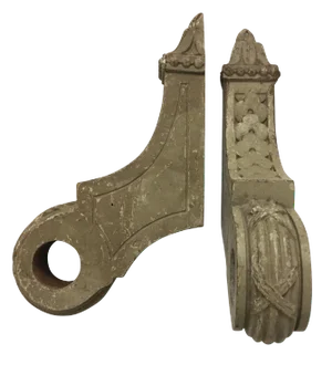 19th Century French Painted and Carved Brackets - a Pair