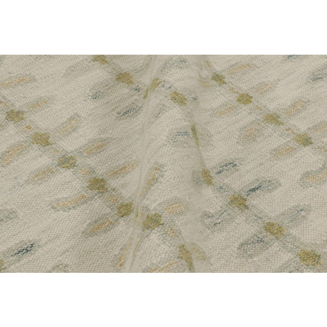 Textile Rug & Kilim’s Scandinavian-Inspired Rug, White With Green Minimalist Patterns For Sale - Image 7 of 10