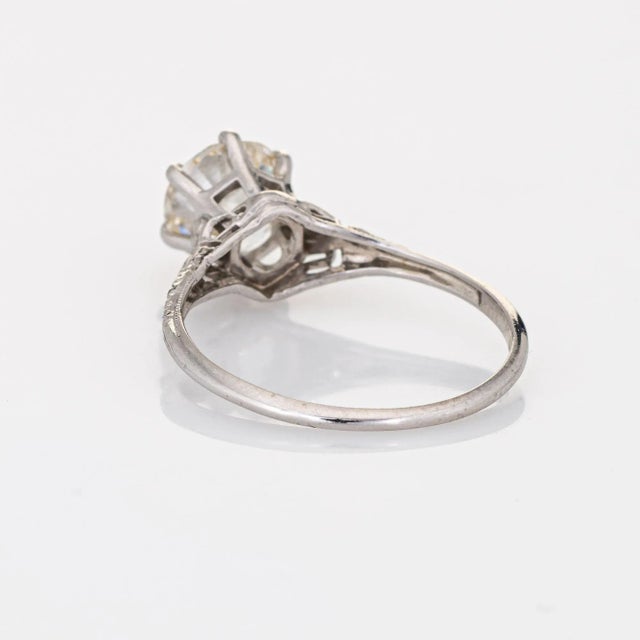 Early 20th Century Vintage Art Deco GIA 1.55ct Diamond Ring Engagement Platinum Jewellery size 6.25 For Sale - Image 5 of 7